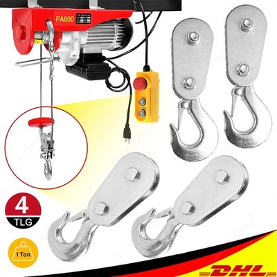 4x Umlenkrolle Seilrolle Snatch Block Windenrolle mit Haken 1000KG für Seilwinde