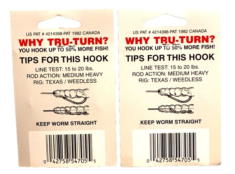 2 PACKS Tru Turn Bass Worm Hook Size 5/0 Bronze 4 Count Package 047ZS - Image 3 of 4