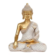 Gold Buddha Statue 10.2'' - Large Indoor Buddha for Home Decor, Zen, Living R...