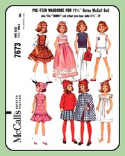 Vintage 60's Pre-Teen Doll Clothes Pattern 11 "-12" WARDROBE McCall's 7673