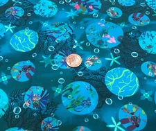 Ocean Life * Tonal Blue Bubbles * Robert Kaufman *100% Cotton Remnant * 8" x 21"