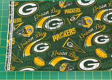 Green Bay Packers Retro Fabric, HALF YARD, Football Team 100 Cotton Fabric