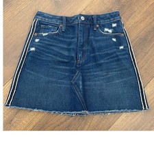 Abercrombie Fitch Zoe Natural Rise Vintage A-Line Skirt Dark Wash Sz 26 US 2