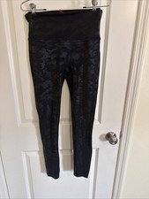 Spanx Faux Leather Camo Leggings Matte Black Combo Large