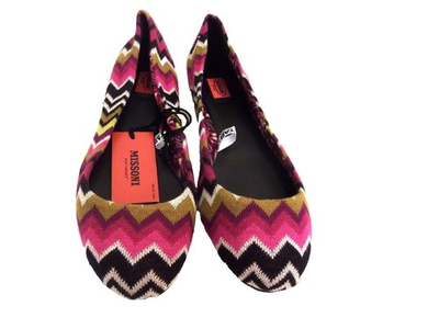 #ad Missoni Ballet Flats Sz 9.5 Fabric Upper Leather Sole Fuchsia Zig Zag Target New $22.00