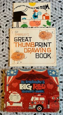 Ed Emberley s 3 Book Lot - Little Drawing Book Of The Farm Big Red Great Thumb..