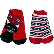 JoAnn Fabrics NWT Patriotic Ankle Socks 2 pack Low cut USA America Size 4 - 10
