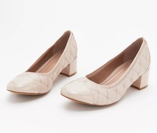 NEW Vionic Ruby Pump Quilted Patent Nude Beige Women's 6