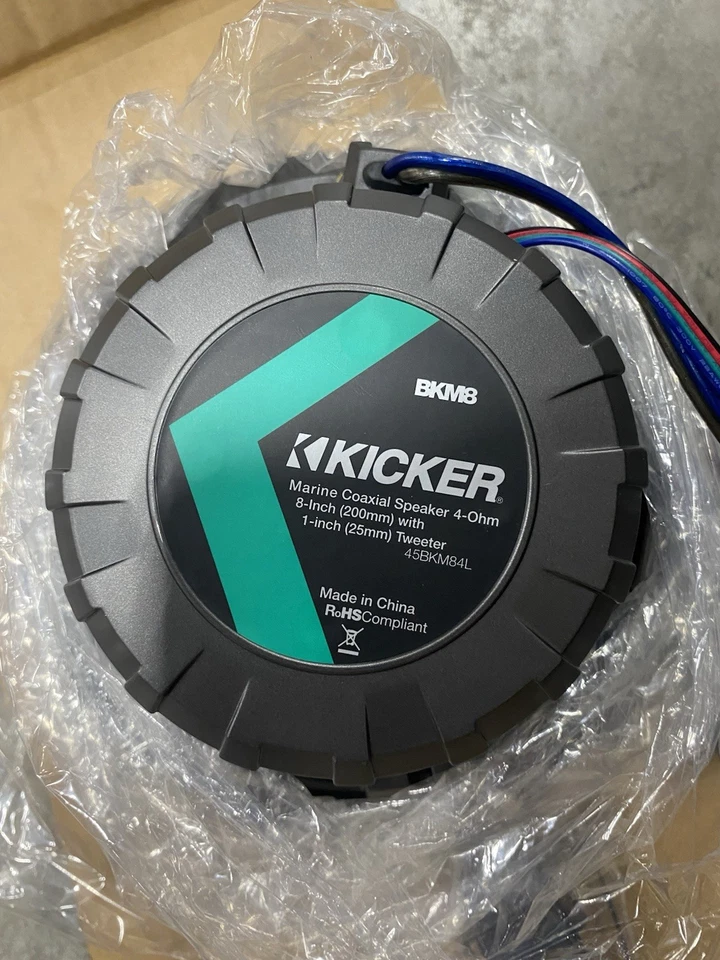 Kicker 45KM84L 8" Full Range Marine Boat Speakers Pair with RGB LED Lighting - Image 2 of 3