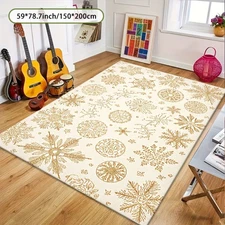 1pc Large Modern Abstract Geometric Area Mat - Non-Slip Soft Fluffy Machine-Wash