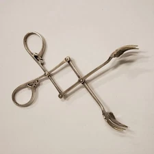 Antique Sterling Silver Lazy Scissors Ice Tongs