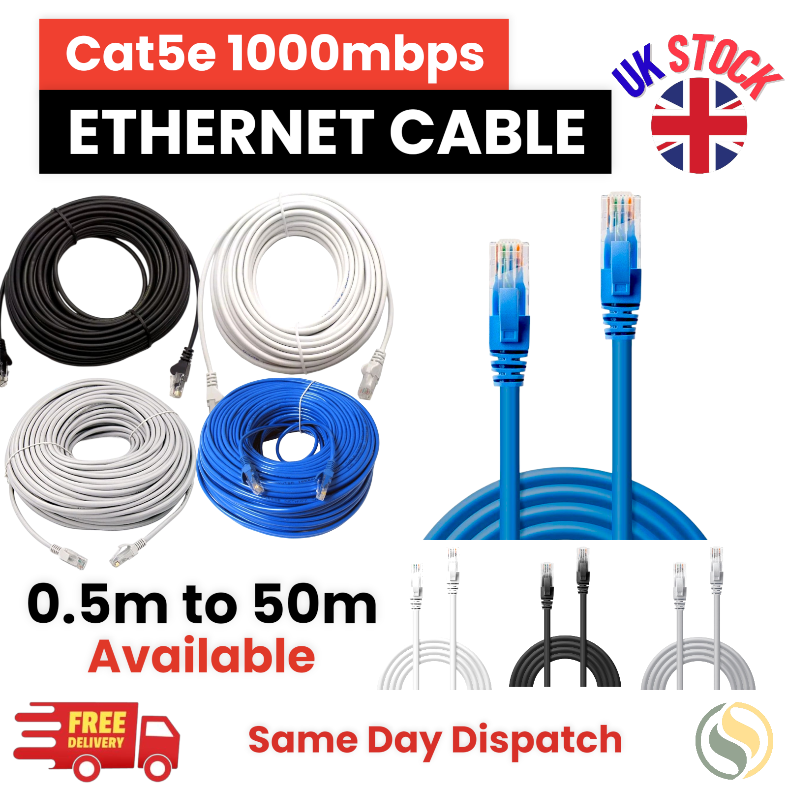Ethernet Cable Cat5e RJ45 Network Fast Speed Internet Lead0.5m to 50m Wholesale-image