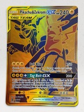 Carta promozionale Pokemon Pikachu e Zekrom TCG Gold GX SM248 Jumbo