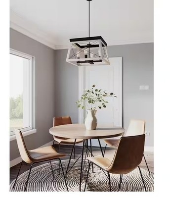 Progress Lighting Briarwood 4-Light Graphite Farmhouse Square Chandelier Light