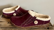 Earth Origins Aurora Johanna Burgundy Suede Sherpa Lined Clogs Slip On Mule NEW