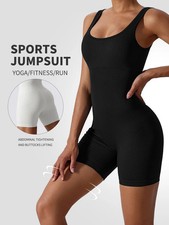 Nylon Spandex Seamless Jumpsuit Women Sleeveless Tight Fit Yoga Workout Suit
