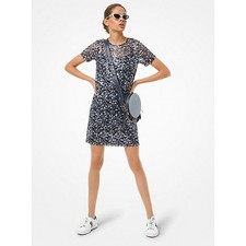 Michael Kors Orchid Haze Floral Sequin Mesh Shift Dress NWT Womens M