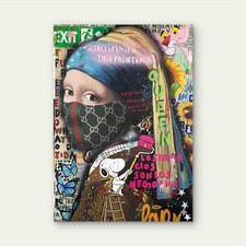 Graffiti Masked Woman Looking Out  40x60cm Metal Print Ready to Hang