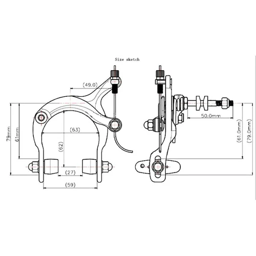 Long Arm Racing Rennrad Fahrrad Dual Side Pull Front Caliper - Picture 4 of 7