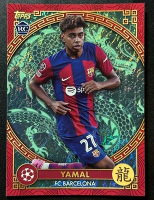 Lamine Yamal Rookie RC 2023-24 Topps UCL Chinese New Year Jade RARE #NY-7