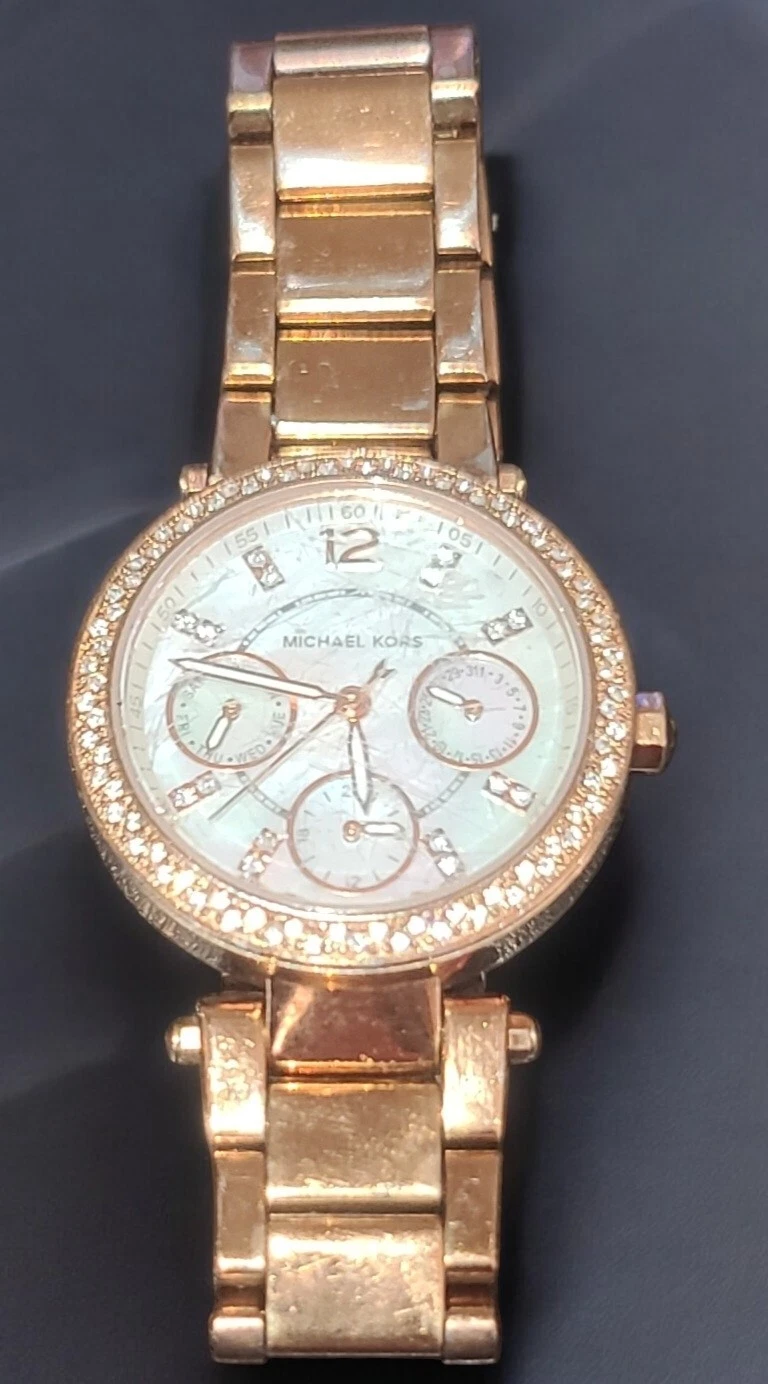 Orologio Michael Kors Donna Parker Multifunzione Tono Oro Rosa Ha Bisogno di Batteria