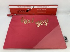 NWT Yoobi Zip Pouch "heck yes " Coral