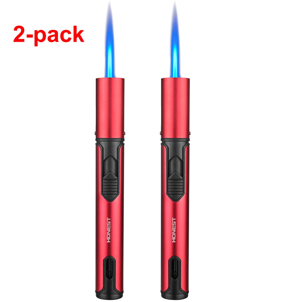 2-Pack Cool Butane Lighter, Windproof & Reusable Torch Lighter Set Adjustable Flame Ideal Campfires Grilling Everyday Use Men Outdoor Enthusiasts Gas No