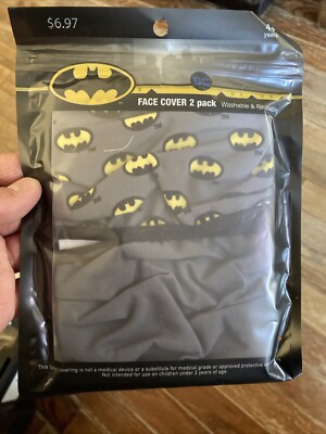 Batman Face Masks Covers Pack of 2 | Reusable and Washable  Ages 4+ New