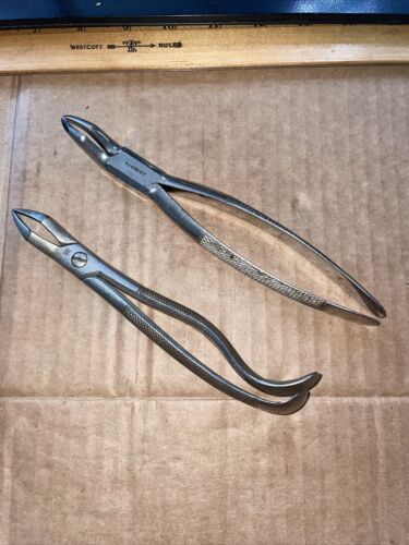 2 pair Antique Dental Tooth Extractor Pliers~ Dentist Tool Nos. 101 yr1894 & 106 - Picture 1 of 10