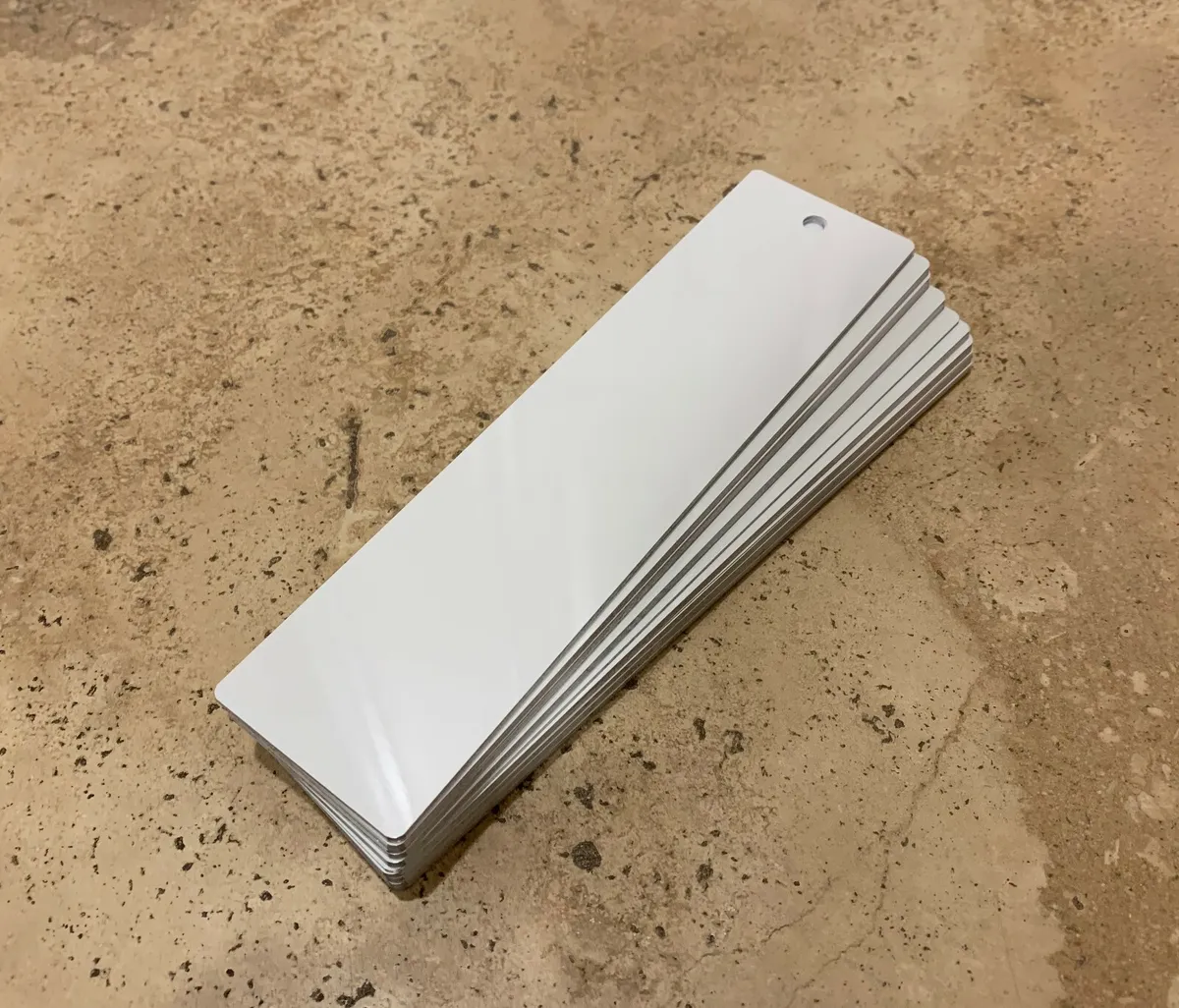 50ea Aluminum Sublimation Bookmarks 2x8 w/Hole 1/8 corners