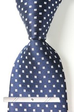 New Classic Polka Dot Blue Silver JACQUARD WOVEN 100 Silk Men's Necktie Tie