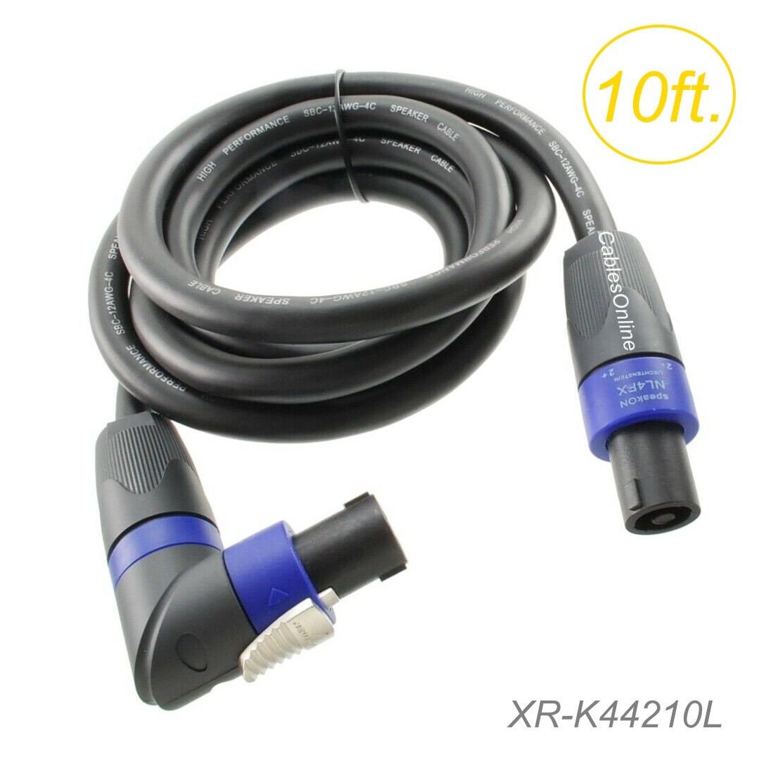 10ft Neutrik Right-Angle 4-Conductor/12awg SpeakOn NL4FX Pro Audio