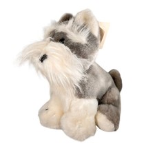 Vtg Russ Berrie Caress Soft Pets Schnaps Gray Schnauzer Plush Dog KOREA Tags