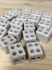 20x Vintage Ceramic Porcelain Connector Terminal Blocks 2 Way Chock Block - E75
