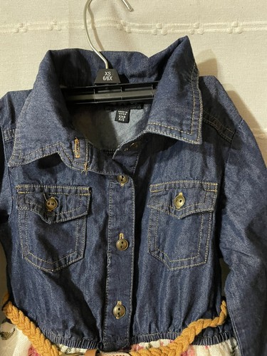 Lilt Longhorns I Love Denim & Floral Dress Girls Sz XXS ( 4-5) 20.00 - Picture 4 of 6