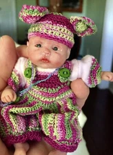 OOAK art doll, Baby 3.5” inches, Polymer clay, by “ Granny”.￼