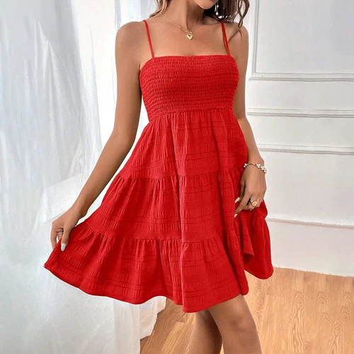 Damen Sexy Trägerkleid Sommerkleid Strandkleid Minikleid Freizeitkleid Urlaub - Bild 16 von 32