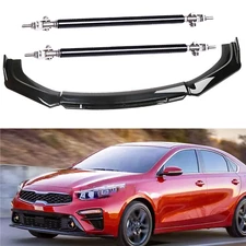 Gloss Black Front Bumper Lip Splitter Spoiler Kit + Strut Rods For Kia Forte Sou