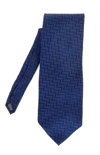 Louis Roth 100% Silk Handmade Men's Tie, Blue Geometric Design - Picture 6 of 11