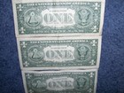 LOT OF THREE U.S. ONE DOLLAR NOTES WITH CRAZY 3-OF-A-KIND SERIAL NUMBERS! NICE! — photo 2