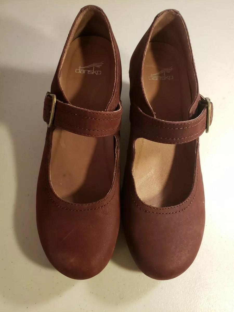 Dansko Sandra Mary Jane Wedge Heel Maroon Suede Size 41 10.5 M eBay