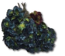 Artificial Hydrangea Flower Stems Floral Dark Blue Purple Green 30" Set 10