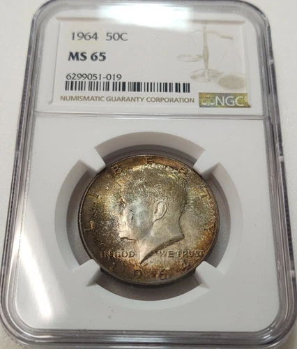 *TONED* 1964 KENNEDY 50C HALF DOLLAR NGC MS65 #6299051-019