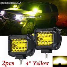 Fit Toyota 4runner A-pillar Hood 4" Amber LED Fog Cube Work Pods Driving Lights