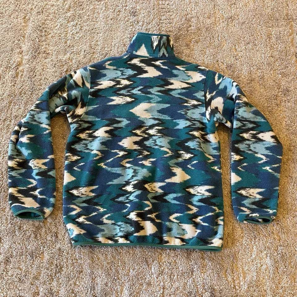 Patagonia Jacket Womens Large Blue Green Synchilla Trout Tales Southwestern - Image 2 of 4