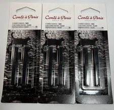 3 CONTE A PARIS 2 Pack Black Sketching Crayons 2B Art Supplies NEW Lot Of Three