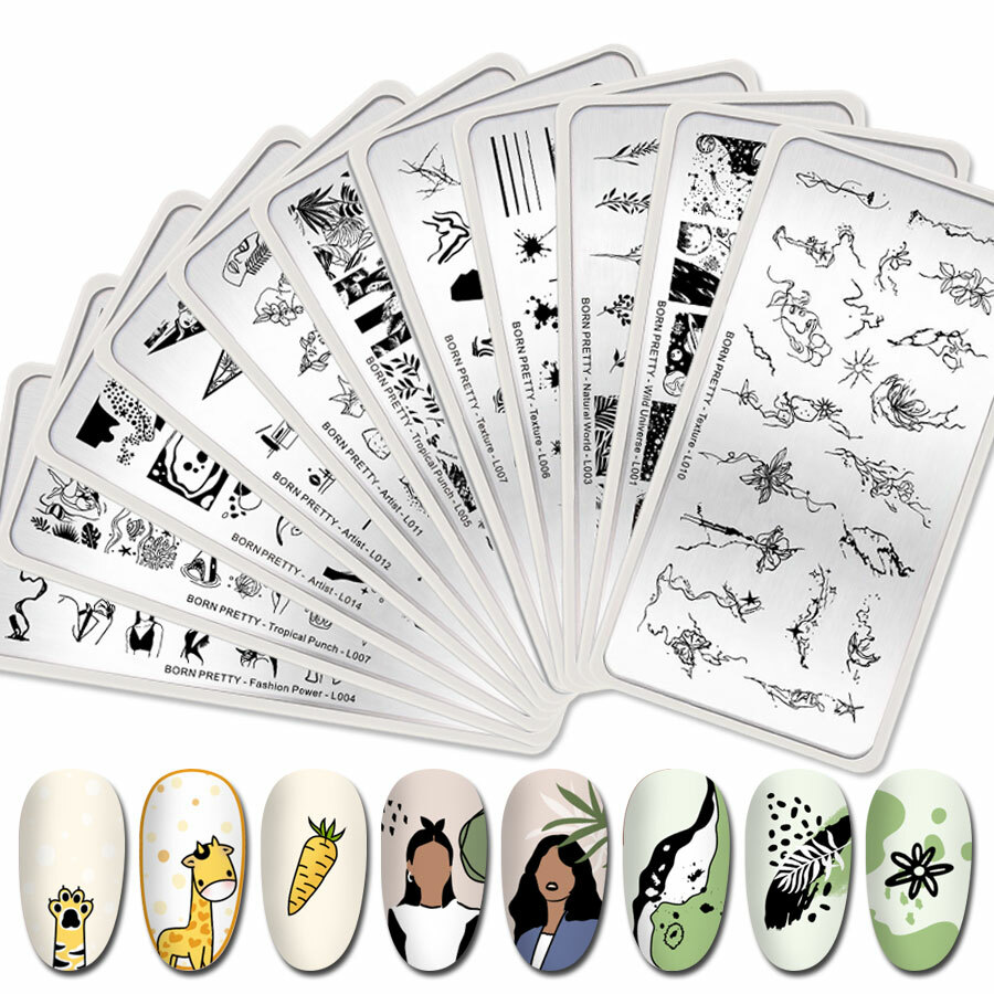 BORN PRETTY Rectangle Stamping Templates Nail Art DIY Stamp Print Plate Stencil