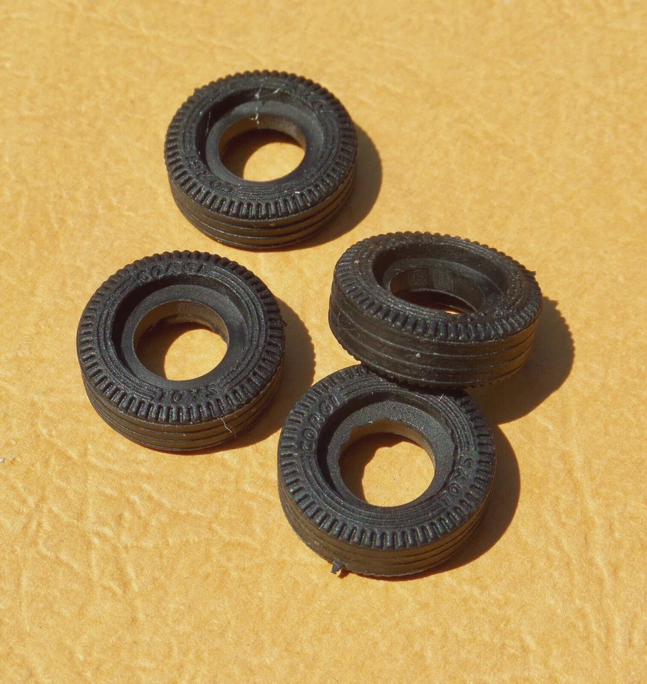 4 CORGI TOYS new rubber TIRES for # 267 BATMOBILE - Image 2 of 2