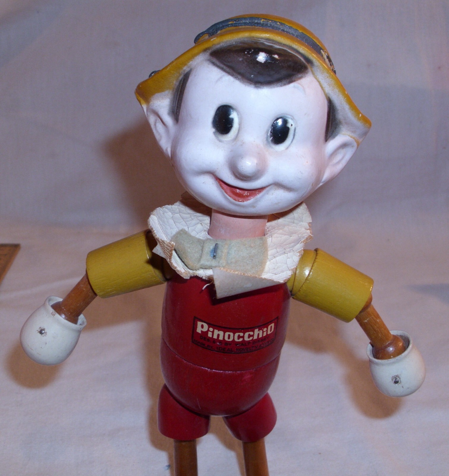 IDEAL WALT DISNEY PINOCCHIO WOOD JOINTED 8" DOLL 1930s NICE