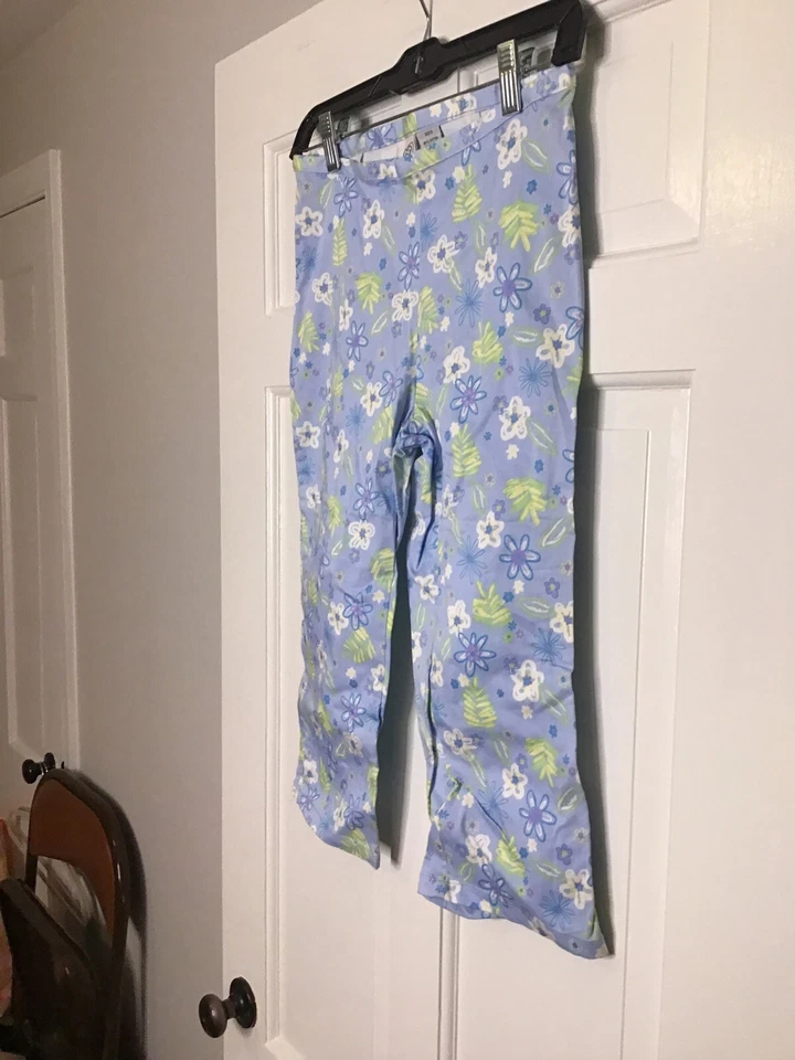 Pantalones de algodón Greendog para niñas flores azules, talla 10 Foto 3 de 4